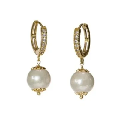 Orecchini con il cerchio in argento 925, perle coltivate-modello Petra Dorati