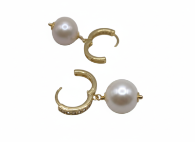 Orecchini con il cerchio in argento 925, perle coltivate-modello Petra Dorati