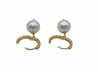 Orecchini con il cerchio in argento 925, perle coltivate-modello Petra Dorati