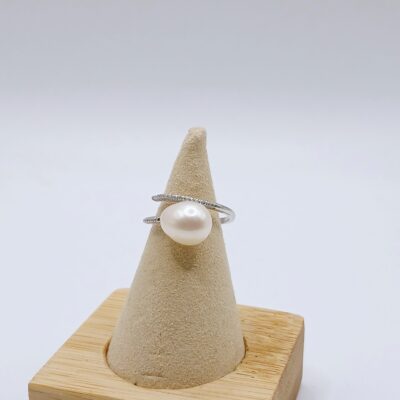 anello maria luisa con perle vere e zirconi bianchi