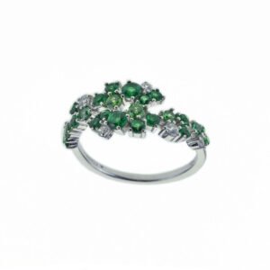 Anello Argento 925 con Zirconi Bianchi e Verdi – Modello Tecla