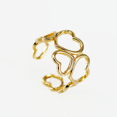 anello cuori vuoti in argento 925 dorato silvana mannucci gioielli