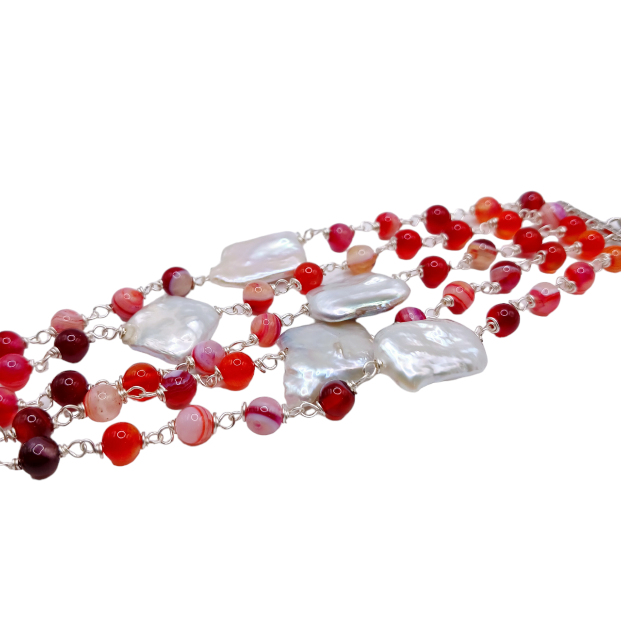 Bracciale multifilo con le pietre naturali e scaramazze-modello Denisli
