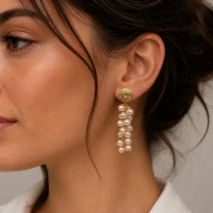 Orecchini a grappolo con le perle vere d’acqua dolce in argento 925-modello Marina