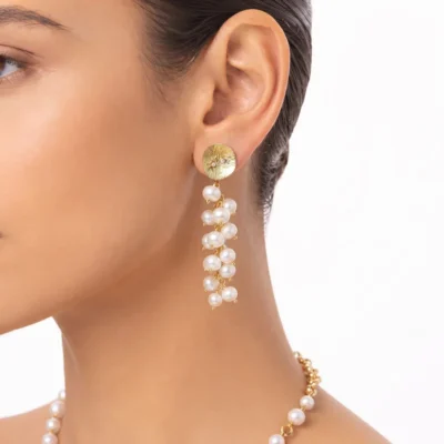Orecchini a grappolo con le perle vere d'acqua dolce in argento 925-modello Marina
