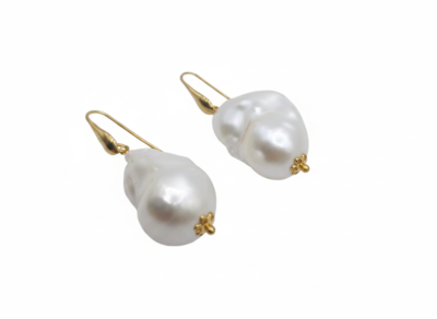 Orecchini Calendula perle barocche e argento