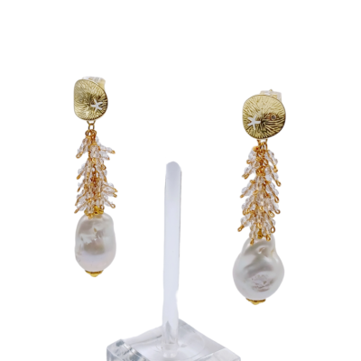 orecchini con vera perla barocca e cristalli swarovski silvana mannucci gioielli