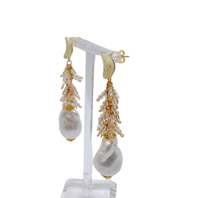 orecchini con vera perla scaramazza e cristalli swarovski silvana mannucci gioielli