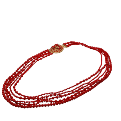 Collana con perle di Maiorca rosse-Modello Agnese - immagine 4