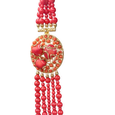 Collana con perle di Maiorca rosse-Modello Agnese - immagine 3