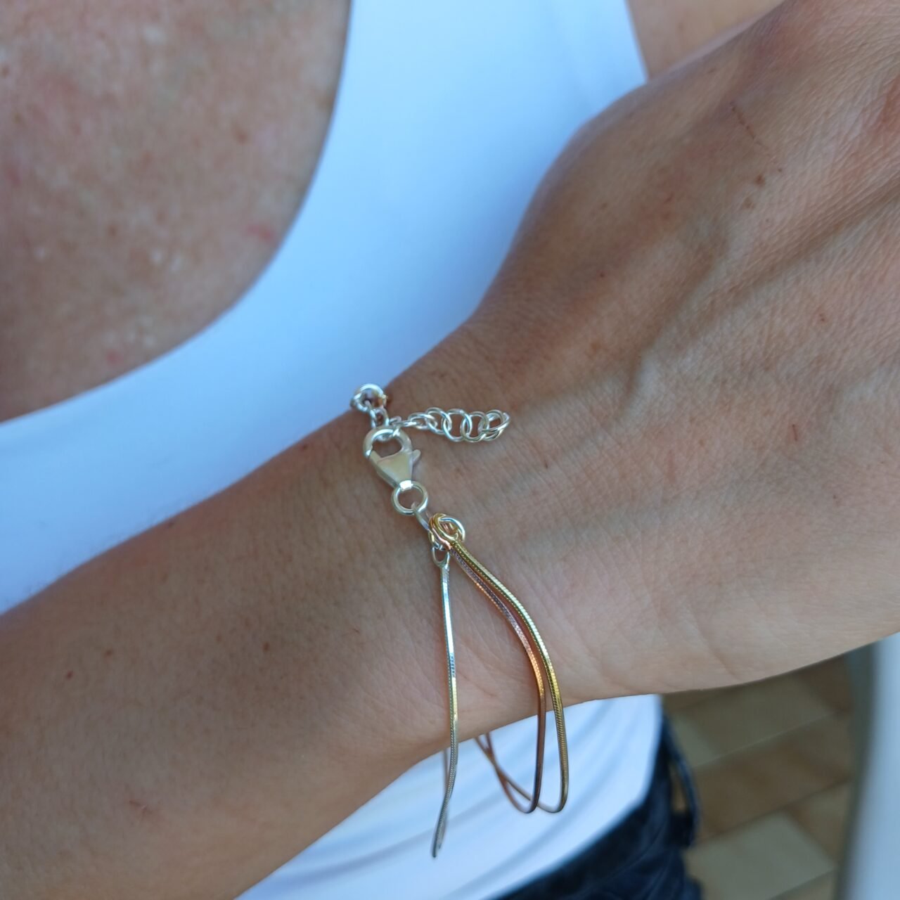 Bracciale multifilo in 3 colori di argento-modello Elena