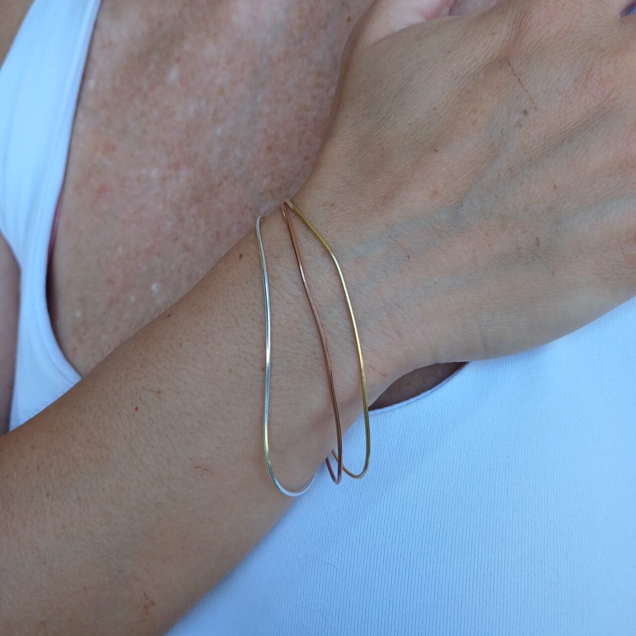 Bracciale multifilo in 3 colori di argento-modello Elena