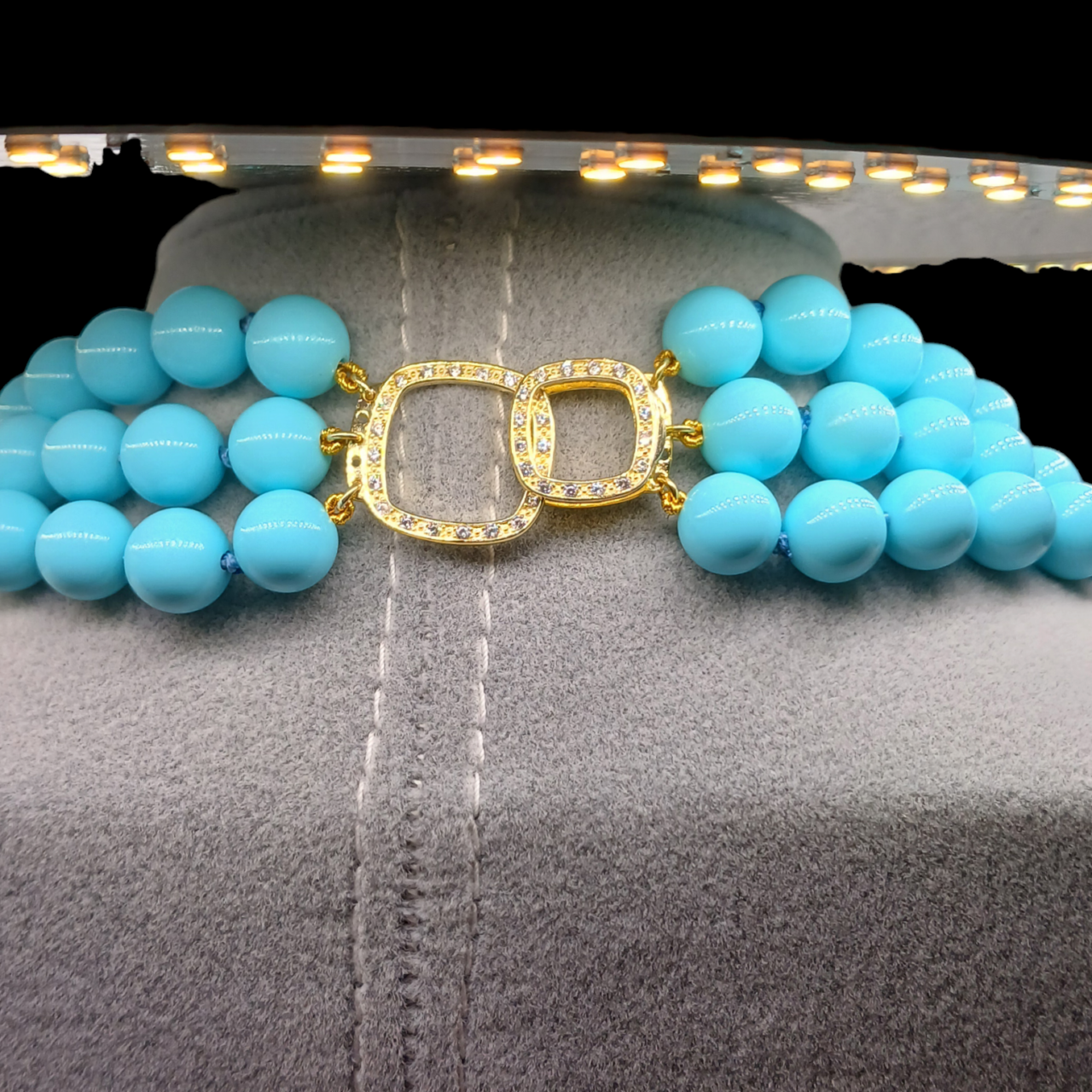 Collana multifilo in pasta di turchese,argento 925-Modello Maria Mavi
