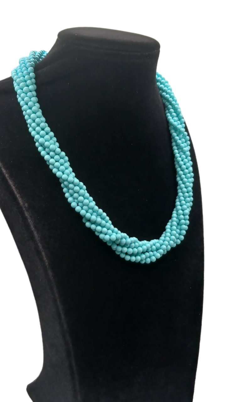 Collana multifilo in pasta di turchese,argento 925-Modello Sara