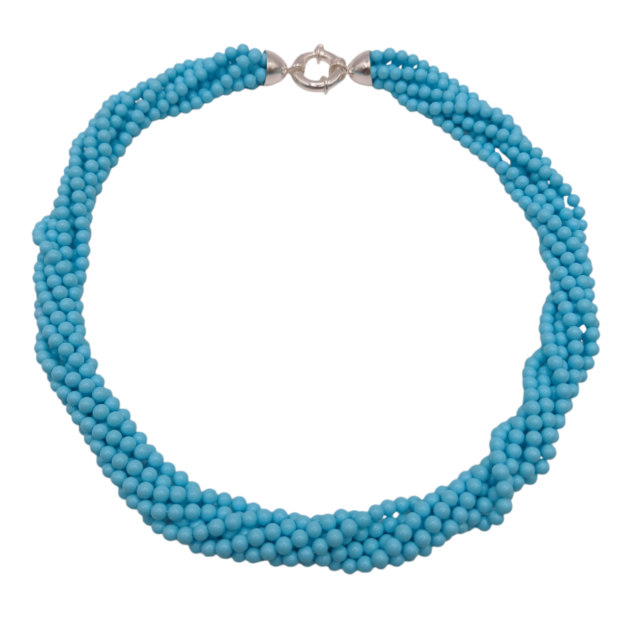 Collana multifilo in pasta di turchese,argento 925-Modello Sara