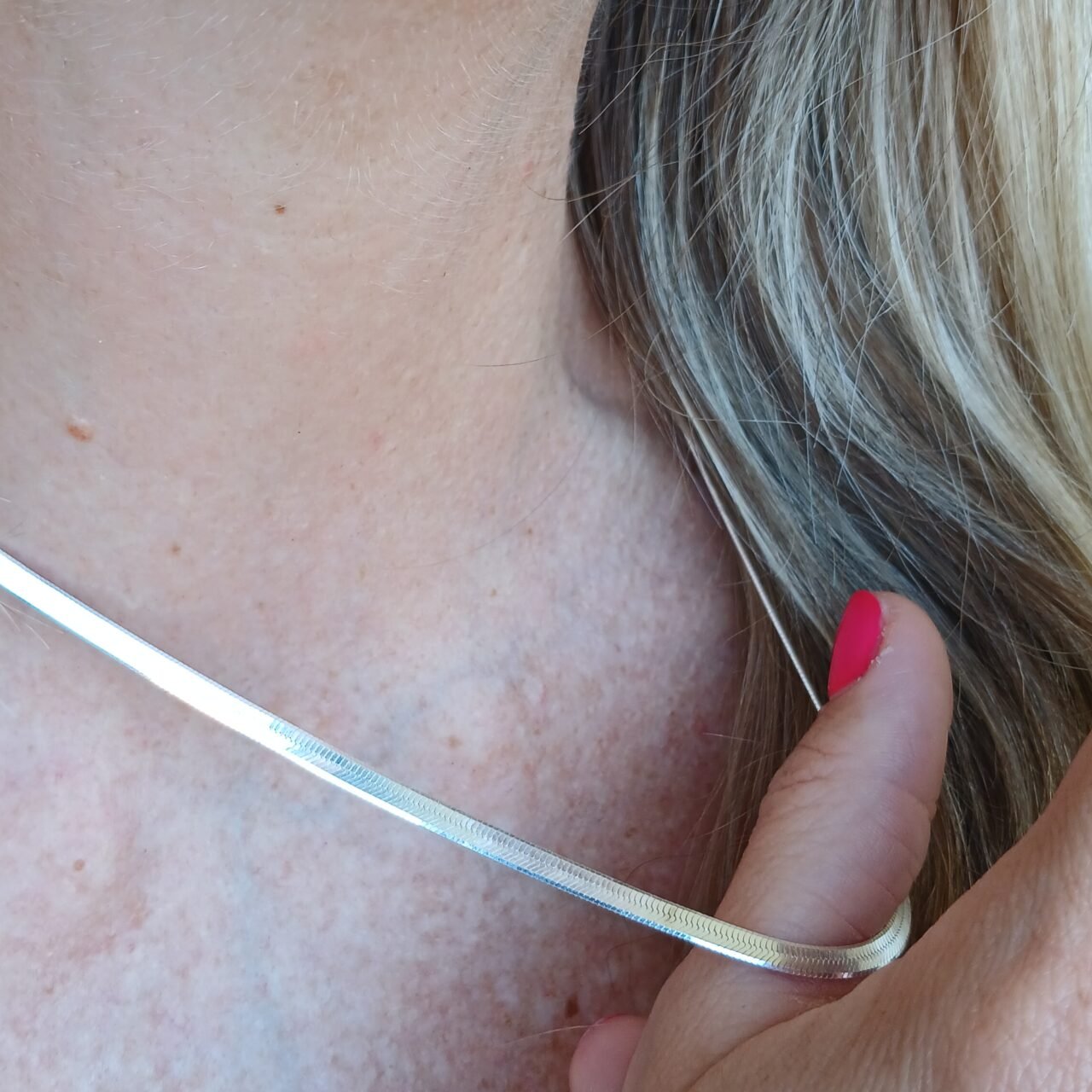 Collana Piattina Snake Argento