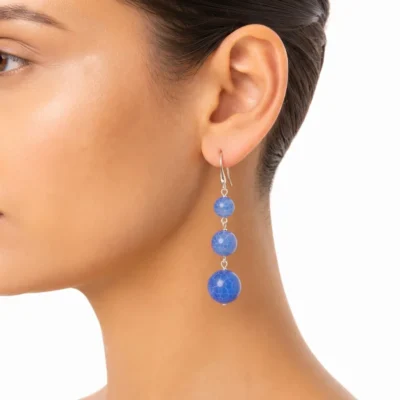 Orecchini pendenti in calcedonio azzurro in argento 925-modello Azzurro