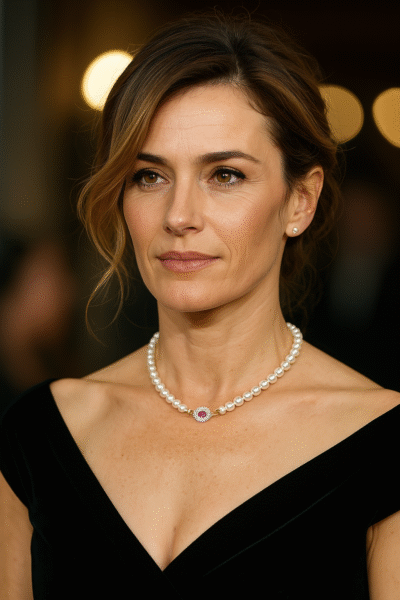 Collana con perle d'acqua dolce, radici di rubino-Modello Sibilla