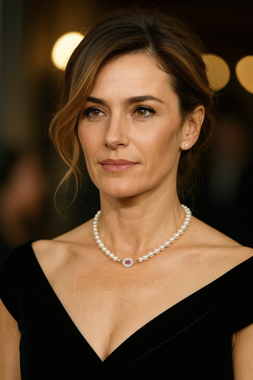 Collana con perle d'acqua dolce, radici di rubino-Modello Sibilla