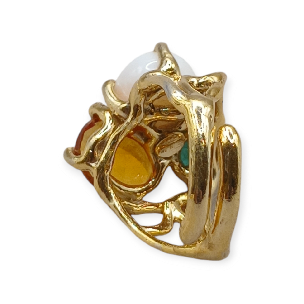 Anello di Corallo Rosa e Pietre Preziose su argento 925-Modello Taylor
