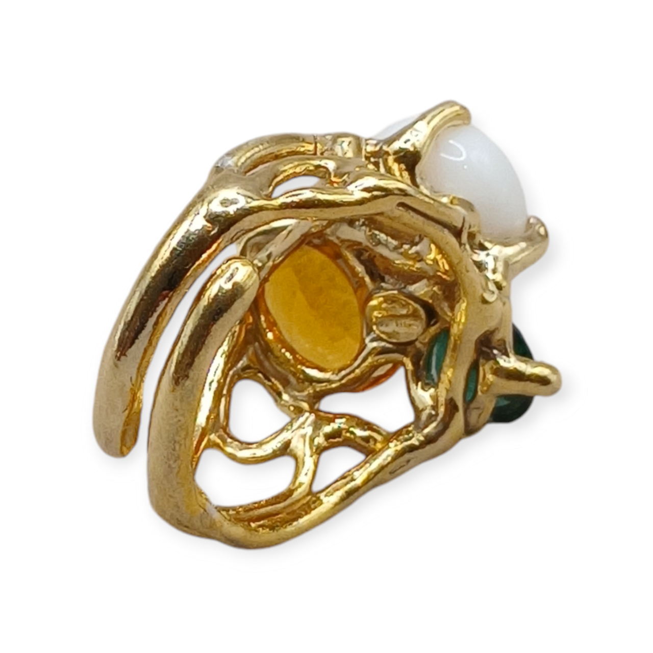 Anello di Corallo Rosa e Pietre Preziose su argento 925-Modello Taylor