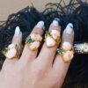 Anello di Corallo Rosa e Pietre Preziose su argento 925-Modello Madonna - immagine 5