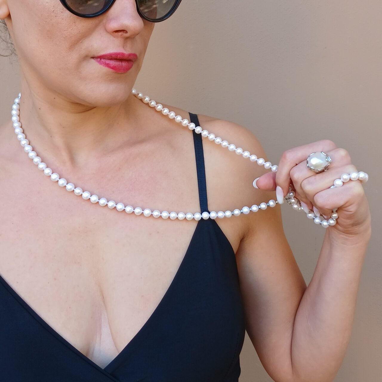 Collana chanel con le perle di acqua dolce-Modello Siria