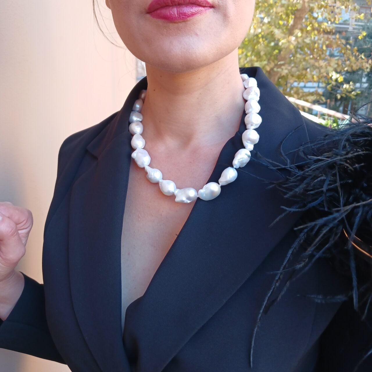 Collana Girocollo di Perle Barocche o Scaramazze-Modello Vega