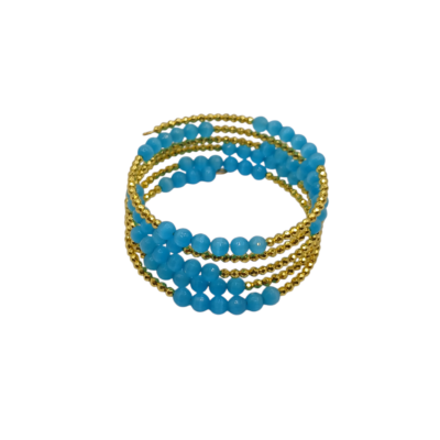 Bracciale spirale filo Ematite dorate e Occhio di Tigre 5 giri - immagine 3