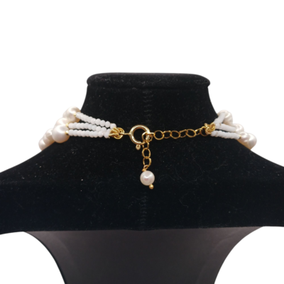 Collana a tre fili di perle d'acqua coltivate e perle barocche-Modello Jackie - immagine 4