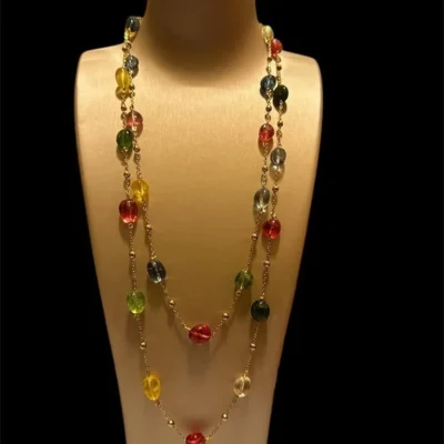 Collana lunga Chanel con cristallo di rocca e quarzo citrino- modello jade