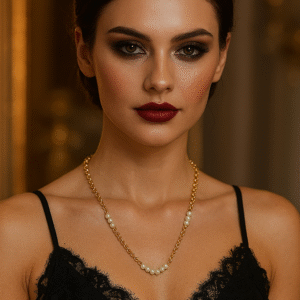 Collana maglie  in argento 925 con perle di fiume-modello Zoe