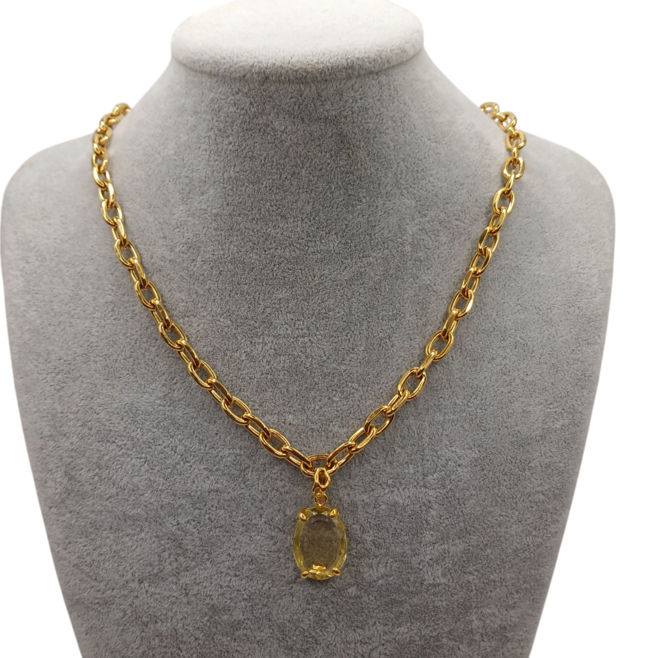 Collana a maglie larghe con pietre naturali-modello Livorno