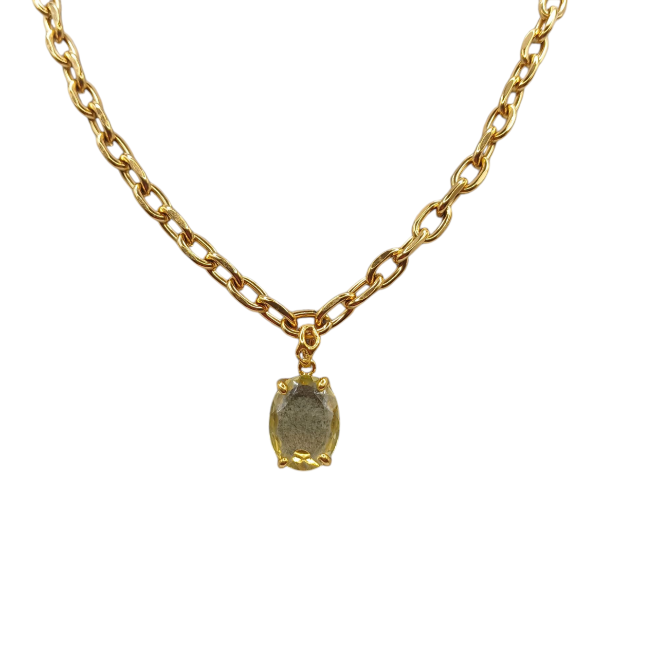 Collana a maglie larghe con pietre naturali-modello Livorno