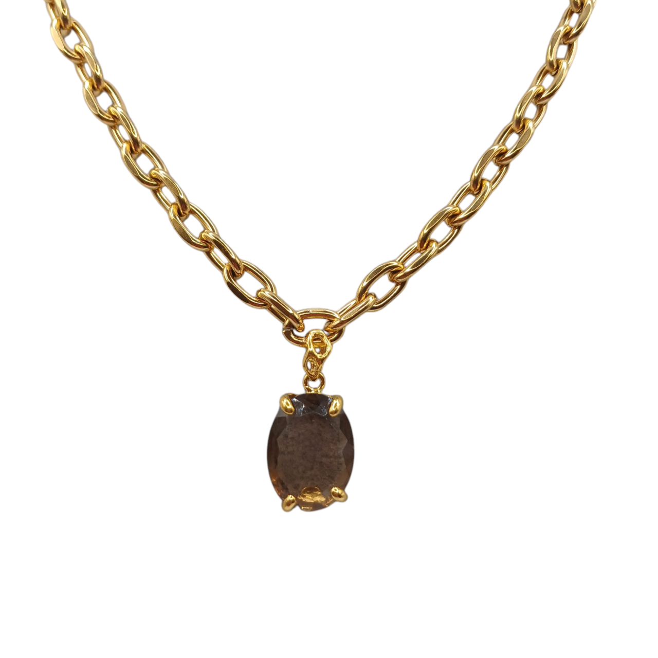 Collana a maglie larghe con pietre naturali-modello Livorno