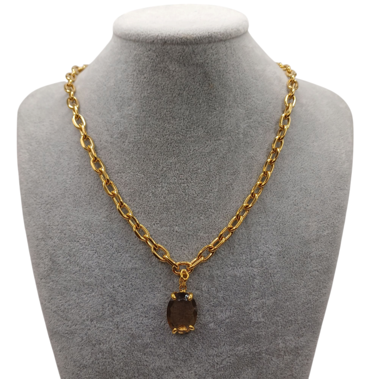Collana a maglie larghe con pietre naturali-modello Livorno