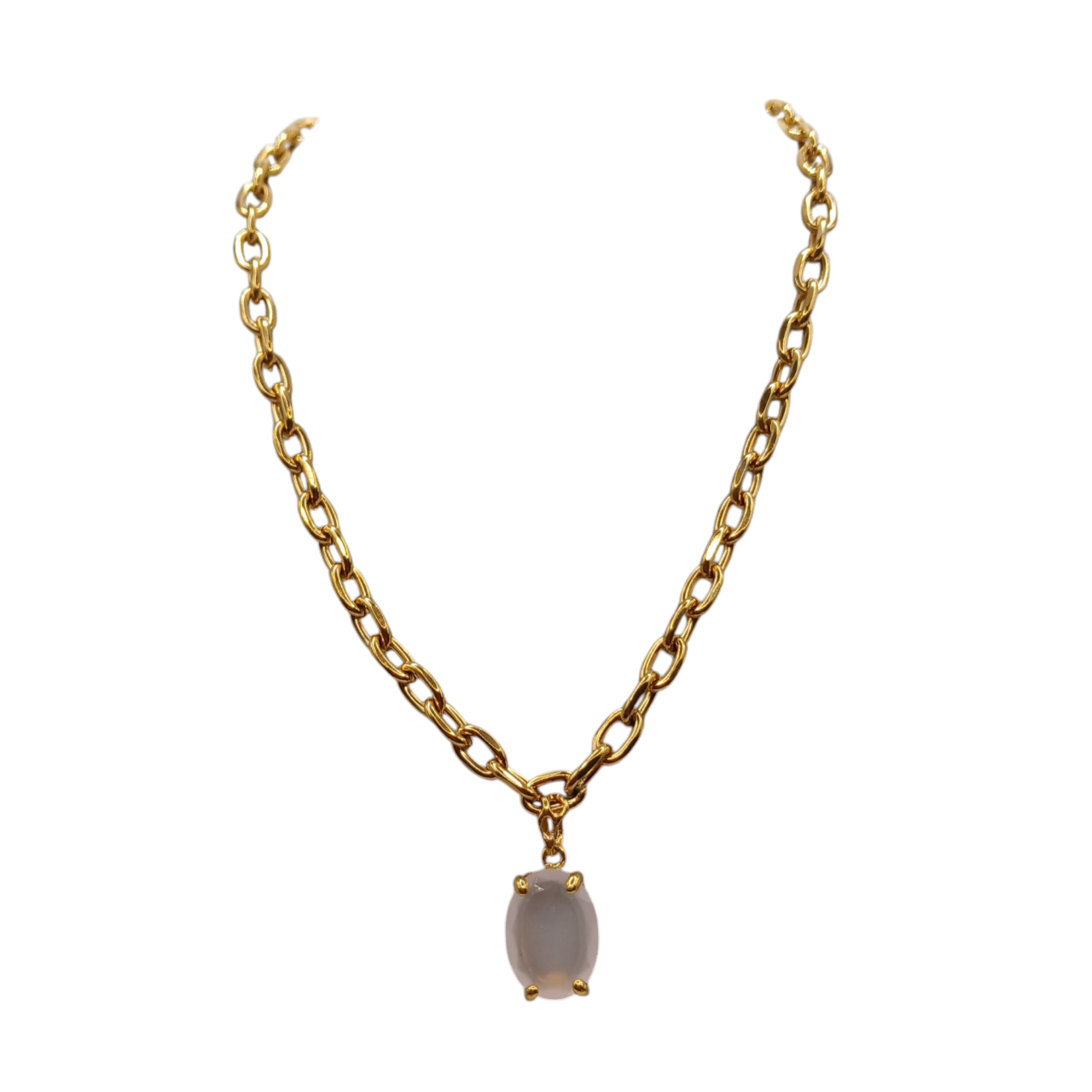 Collana a maglie larghe con pietre naturali-modello Livorno