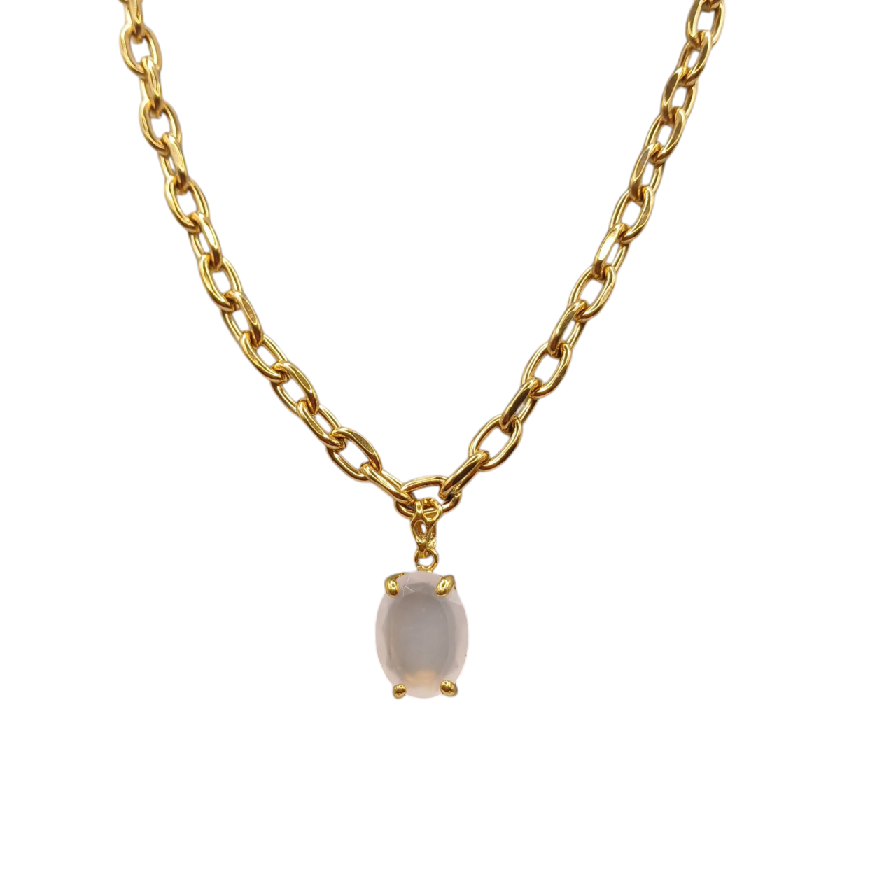 Collana a maglie larghe con pietre naturali-modello Livorno
