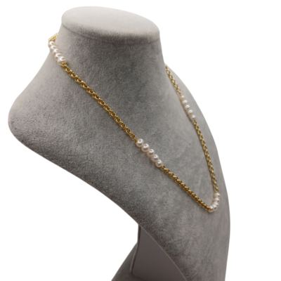 Collana maglie  in argento 925 con perle di fiume-modello Zoe - immagine 2