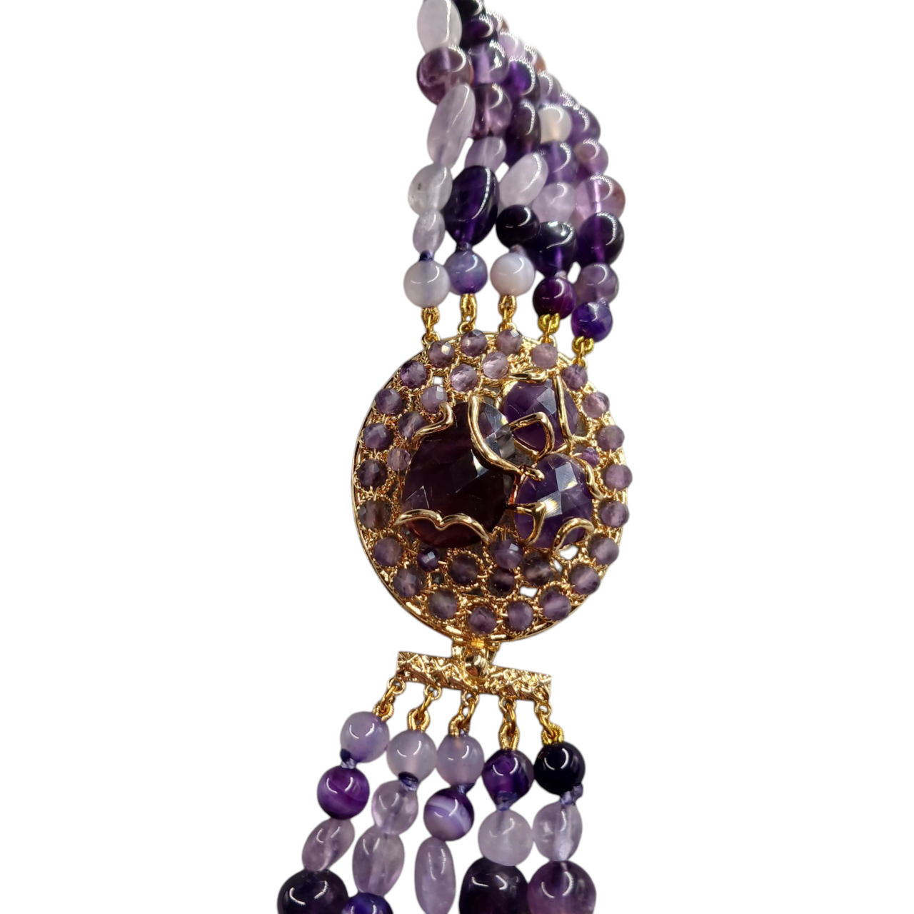 Collana multifilo con pietre Ametista-modello Persefone