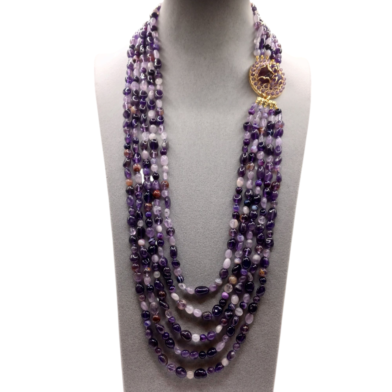 Collana multifilo con pietre Ametista-modello Persefone