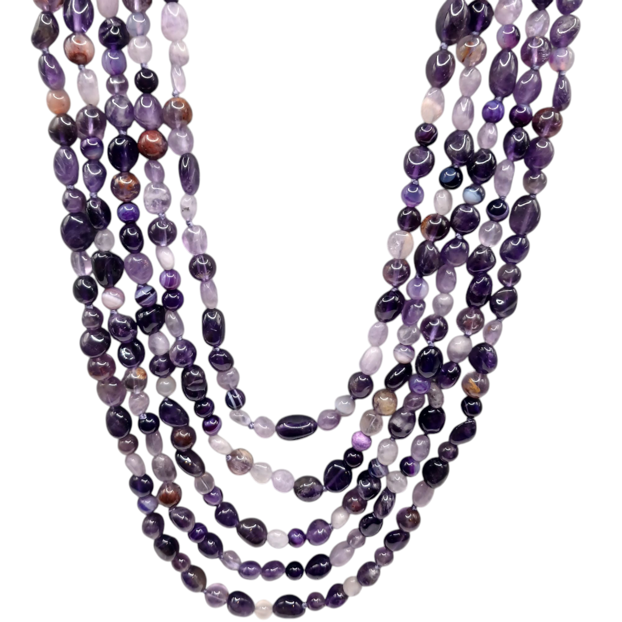 Collana multifilo con pietre Ametista-modello Persefone