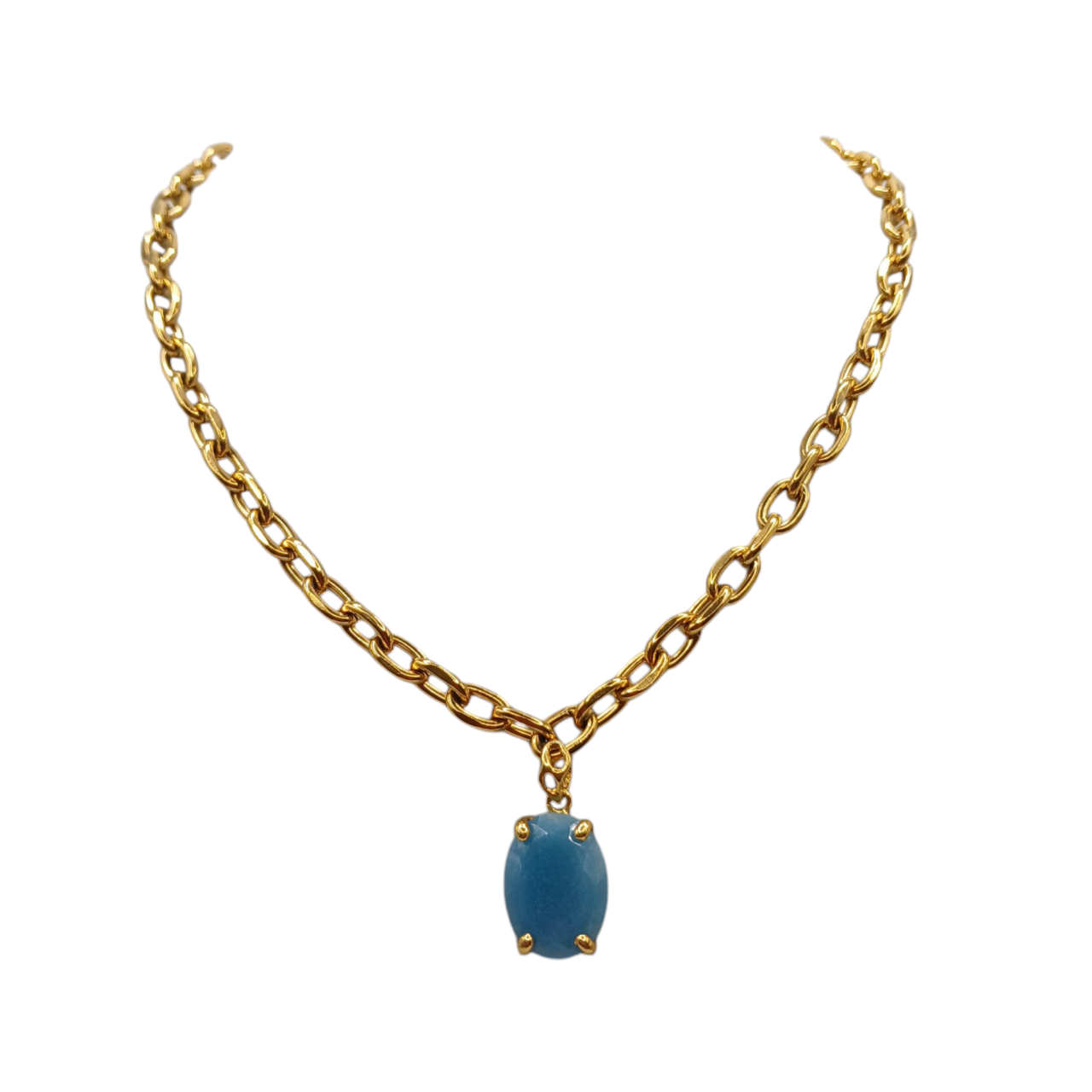 Collana a maglie larghe con pietre naturali-modello Livorno