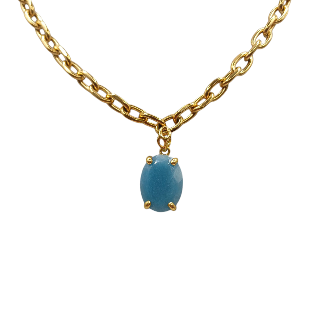 Collana a maglie larghe con pietre naturali-modello Livorno