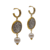 Orecchini con il cerchio in argento 925, ciondolo e perle coltivate- modello Grecia - immagine 4