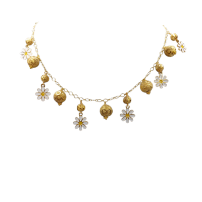 Collana ciondoli in argento 925 dorato e margherite -modello Napoli