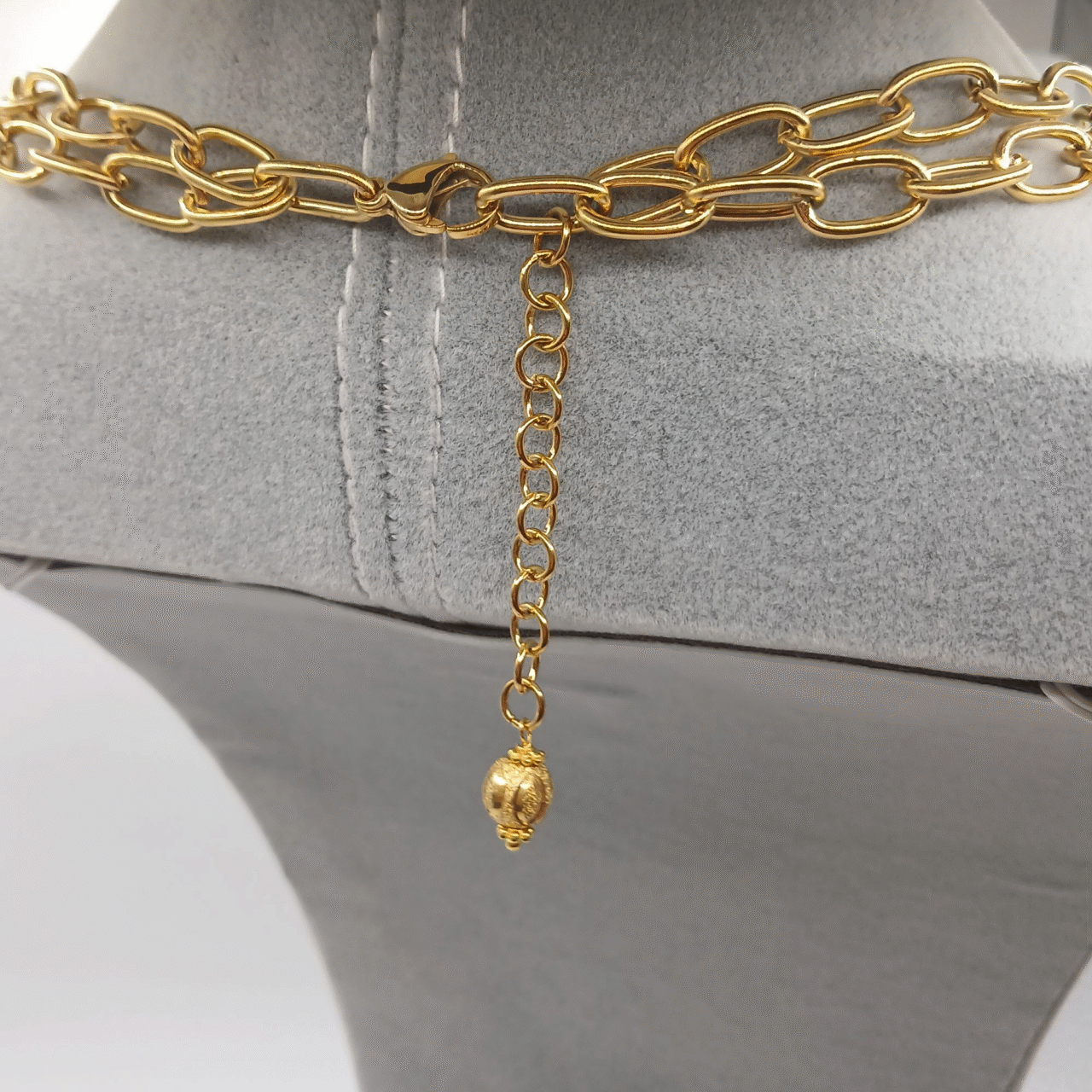 Collana con doppia catena a maglie larghe in acciaio inox anallergico 316 L con ciondolo-modello Parigi