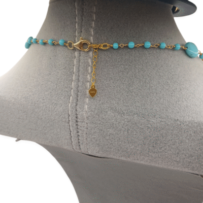 Collana in pasta di turchese con inserti in argento 925-modello Milano - immagine 3