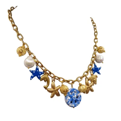 Collana con catena a maglie larghe in acciaio inox anallergico 316 L con ciondoli-modello Los Angeles - immagine 5