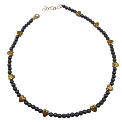 Collana con ematite e cuoricini-modello Bangkok